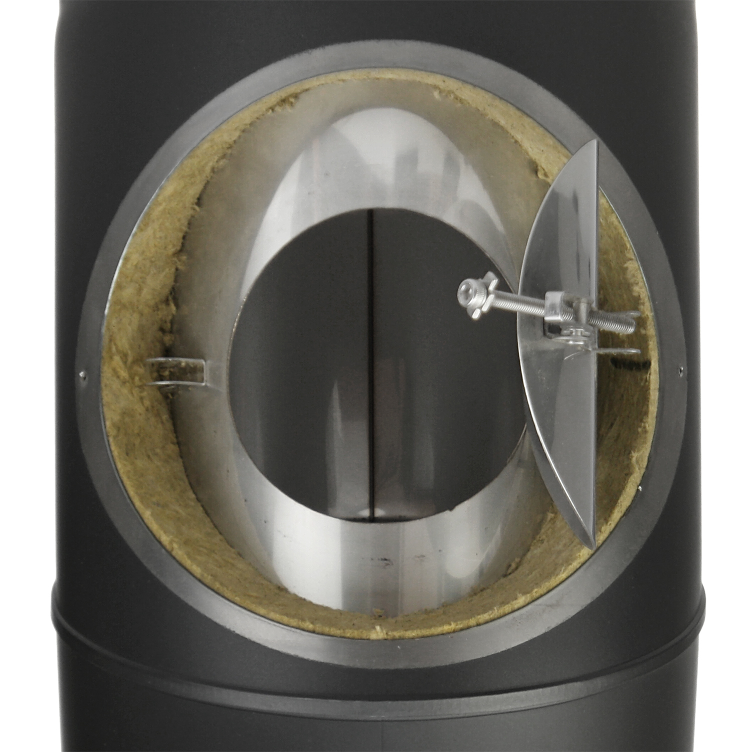 Coude de conduit de fumée Raik / Tuyau de poêle Coltherm double paroi avec isolation, diamètre 150 mm, 45°, noir, avec ouverture de nettoyage. Coude de conduit de fumée Raik / Tuyau de poêle Coltherm double paroi avec isolation, diamètre 150 mm, 45°, noir, avec ouverture de nettoyage.