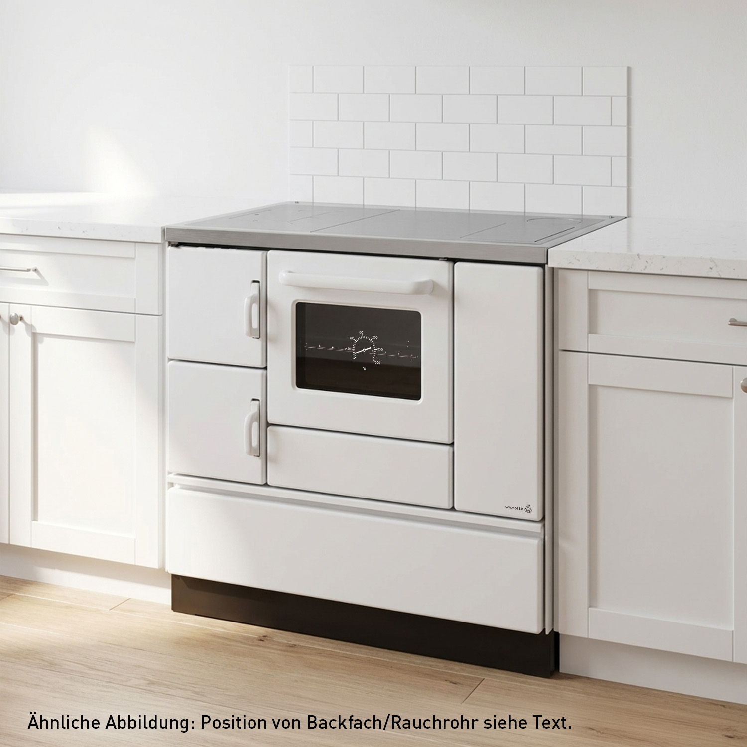 Wamsler K 138 Cuisinière à bois à gauche blanc avec plaque en acier