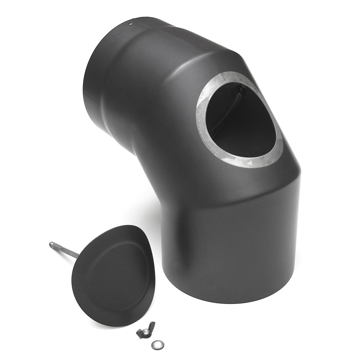 Raik Basic coude de tuyau de fumée 160mm gris fonte 90° avec porte pour tuyau de fumée / conduit de fumée