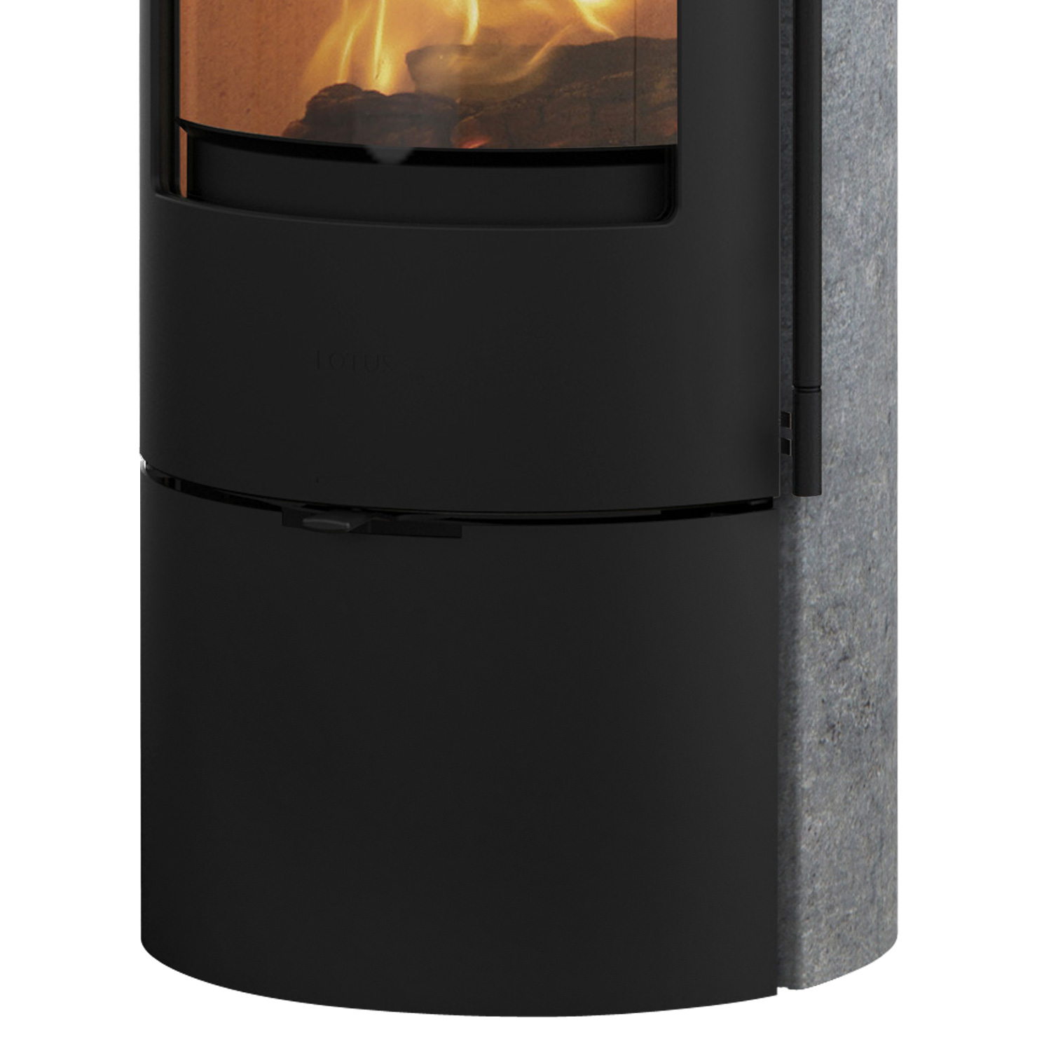 Lotus Prestige Basic S Poêle à bois en stéatite, corps noir, DIBt, raccordement de conduit de fumée à l'arrière