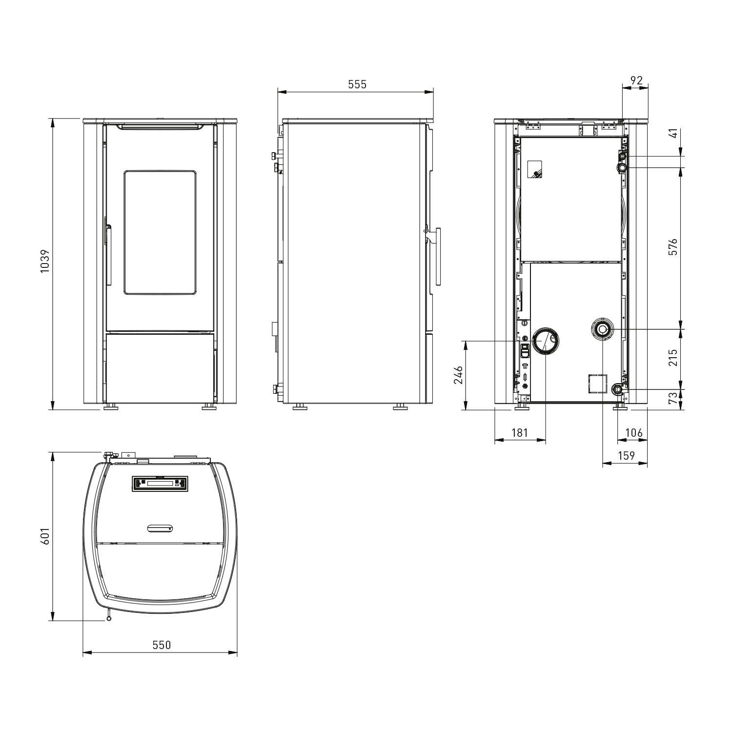 Extraflame Marina Idro 16 H11 poêle à granulés bouilleur acier bronze