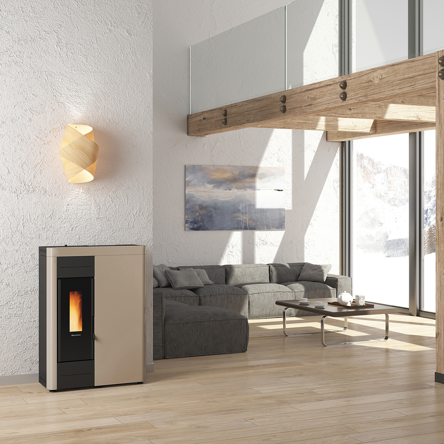Extraflame Virna Idro Poêle à granulés hydraulique en acier Tortora Mat
