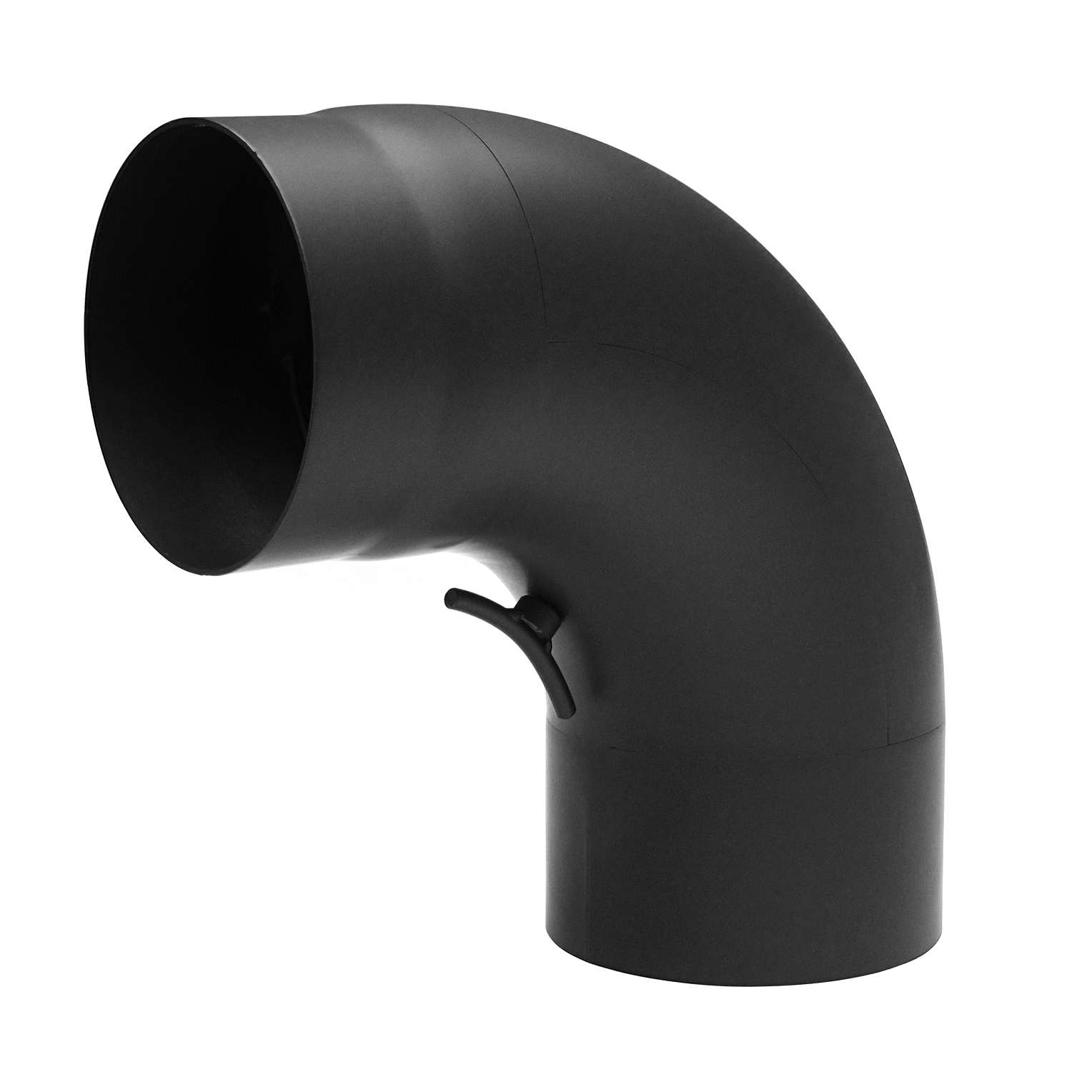 Raik Basic coude de tuyau de fumée 130mm noir 90° étiré avec porte pour tuyau de fumée / conduit de fumée