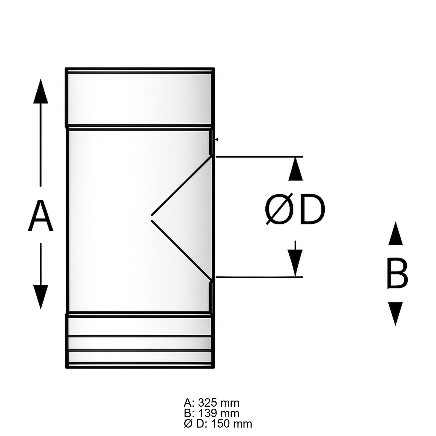 Schiedel PRIMA PLUS té 90° Ø150 mm pour raccord Ø150 mm simple paroi mat
