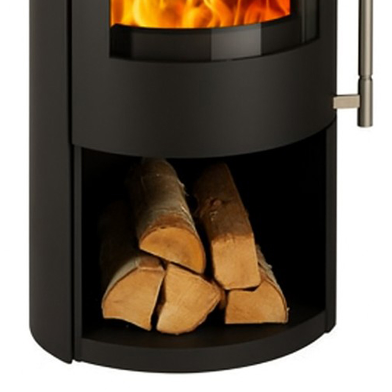 Haas+Sohn GRASSE Acier poêle à bois noir profond avec compartiment range-bûches sans porte