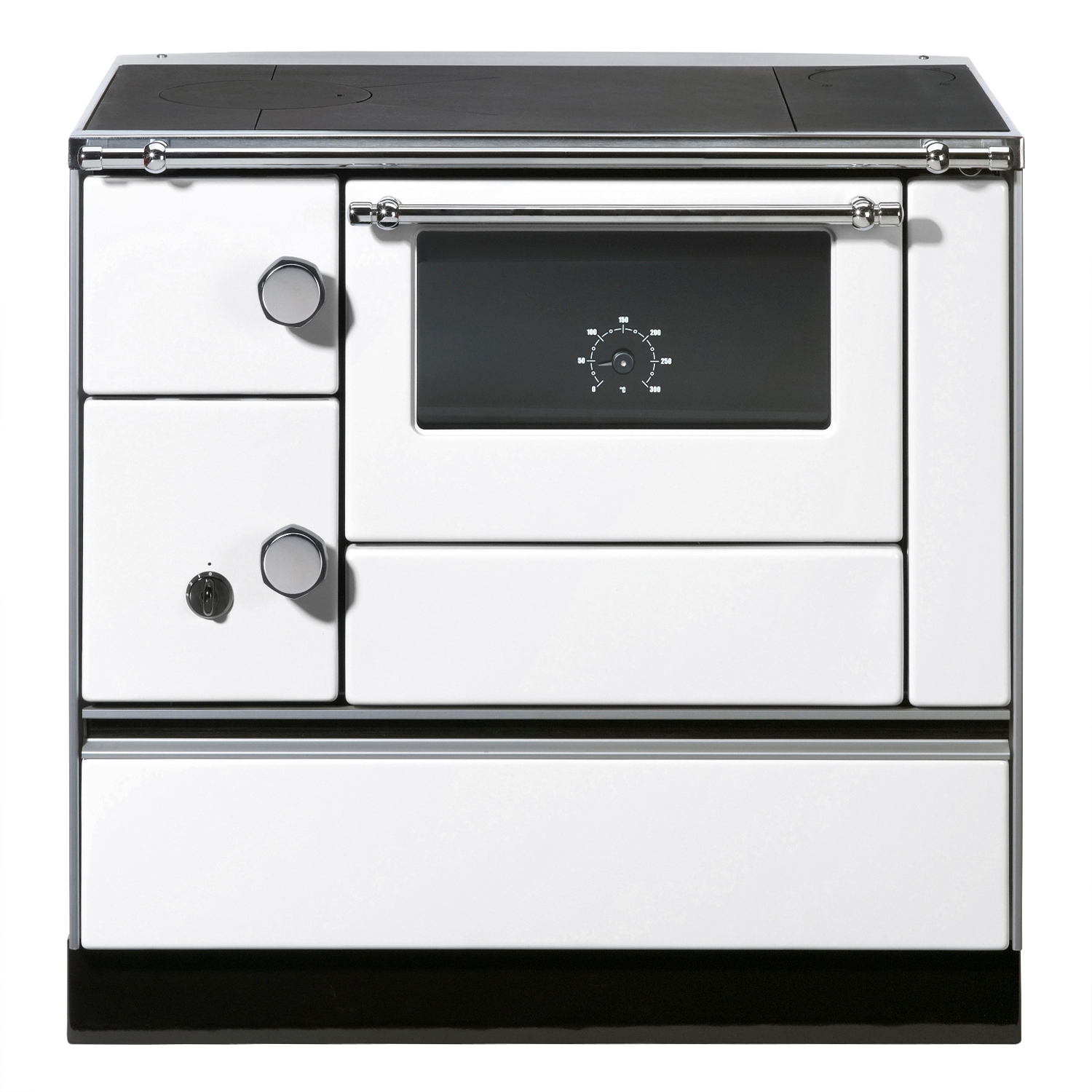 Wamsler K 176 A 90 Cuisinière en acier blanc, compartiment de cuisson à droite.