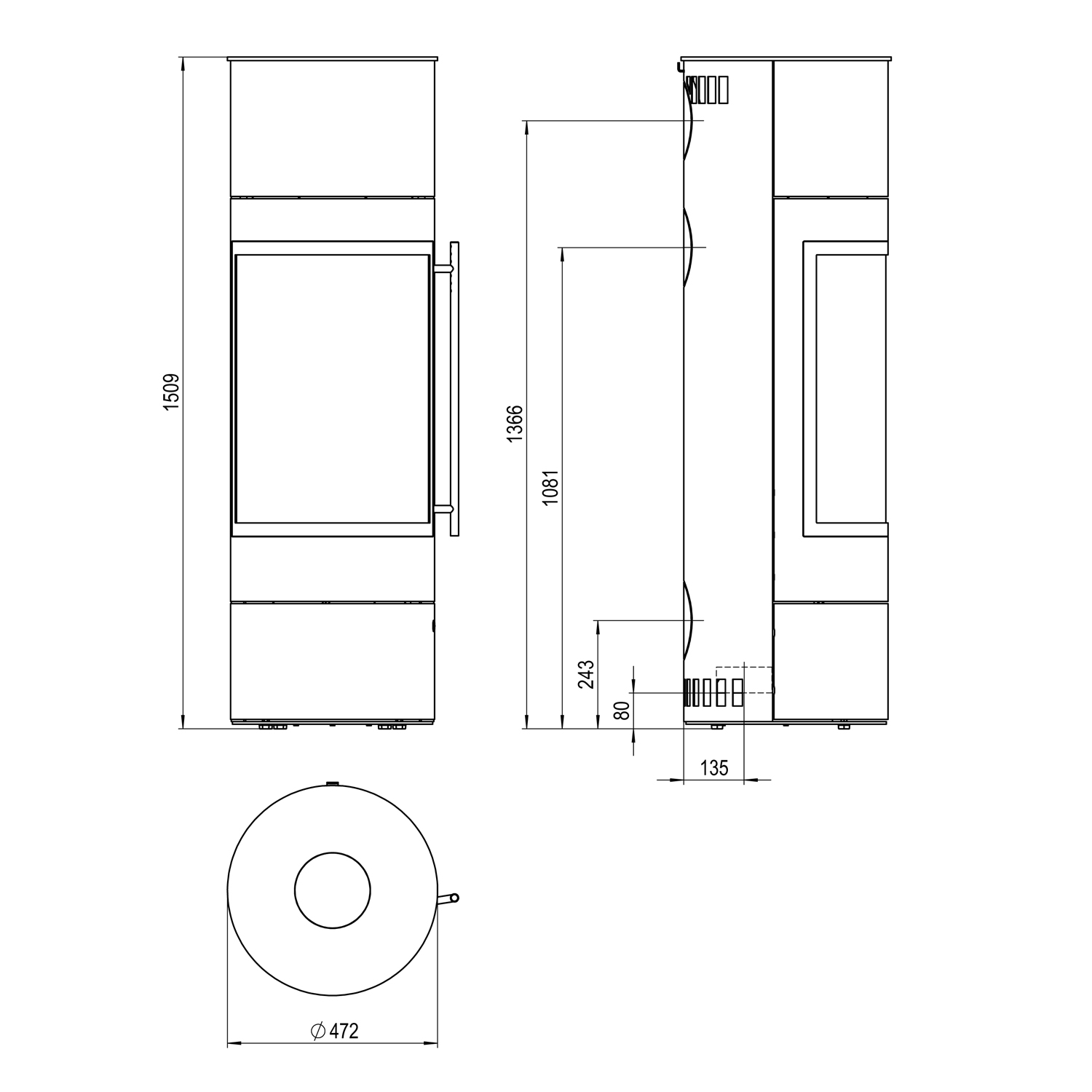 Olsberg Pular PowerBloc! Poêle à bois compact noir avec cadre décoratif chromé