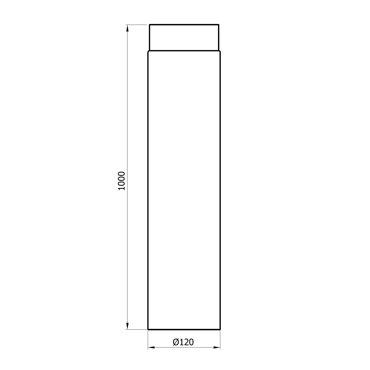 Raik Basic élément de longueur 120mm noir L:1000mm pour tuyau de fumée / conduit de fumée