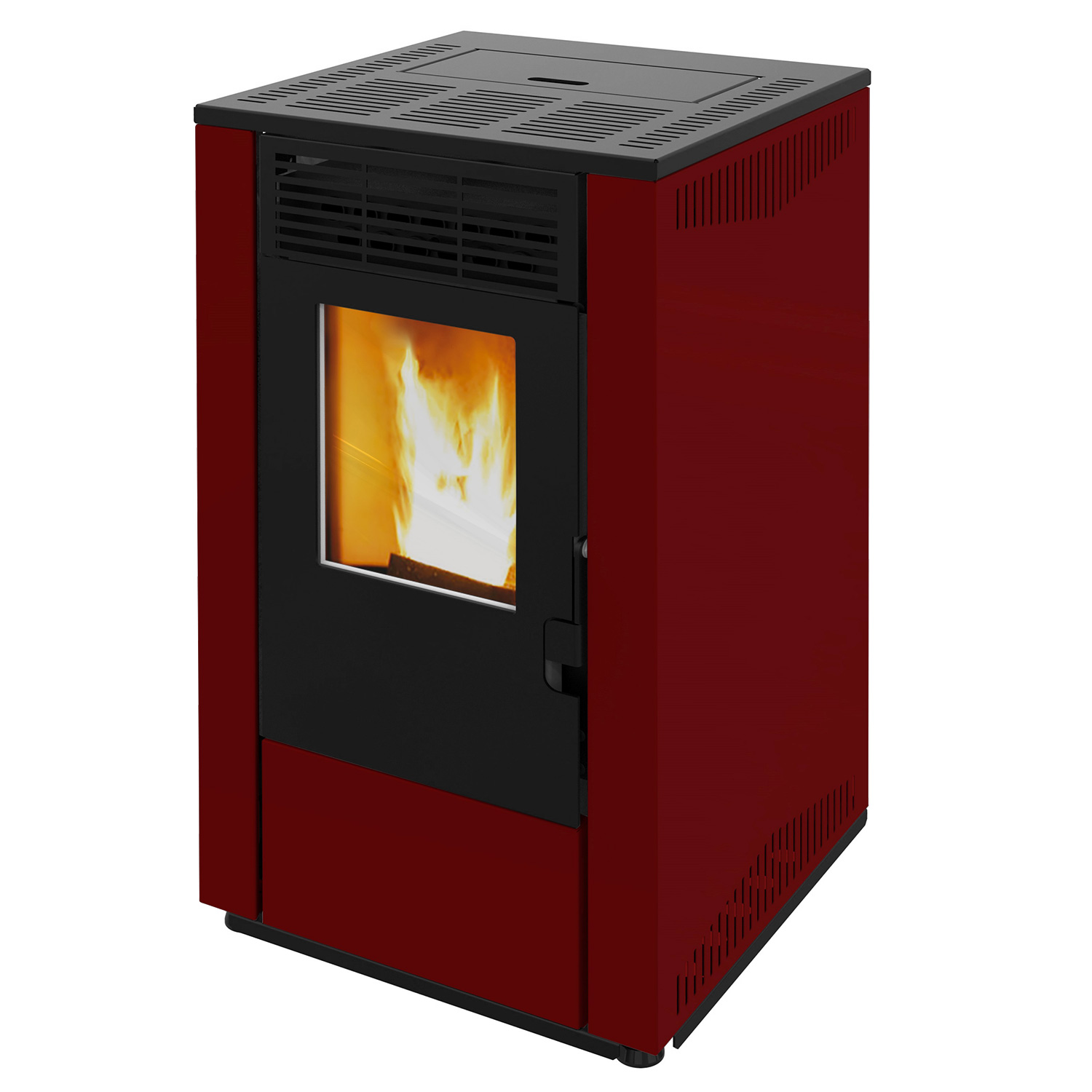 Wamsler WPO 7 poêle à granulés acier bordeaux, côtés droits