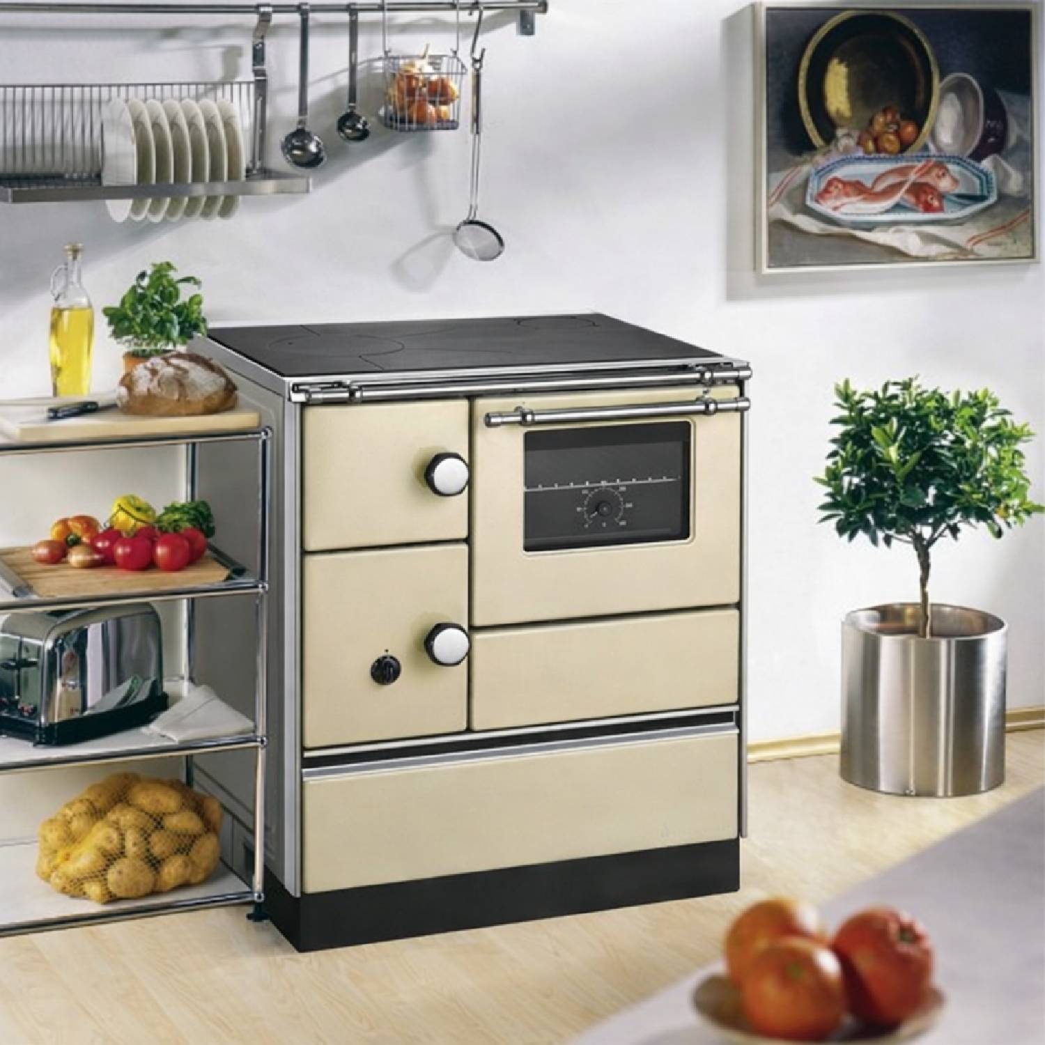 Westminster cuisinière à bois K 76-70 ivoire raccordement tuyaux droit