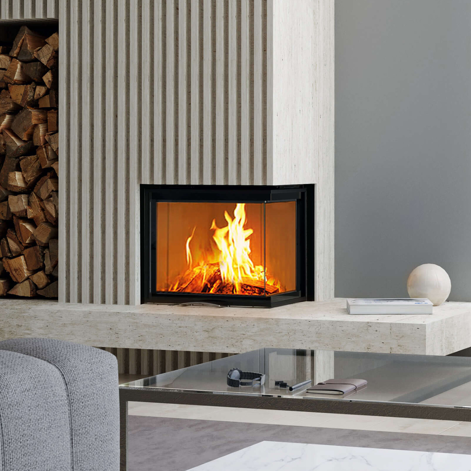 Austroflamm 63x40x51 S 2.0 Insert de cheminée angle droit