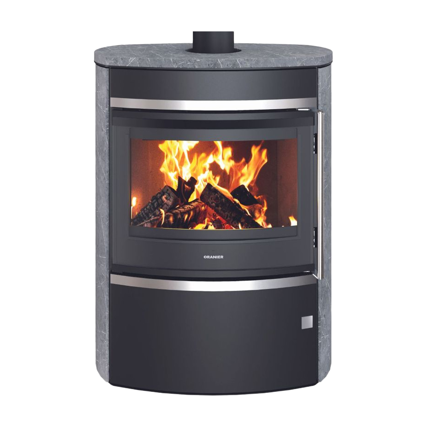 Poêle à bois Oranier Feras en acier noir / pierre ollaire