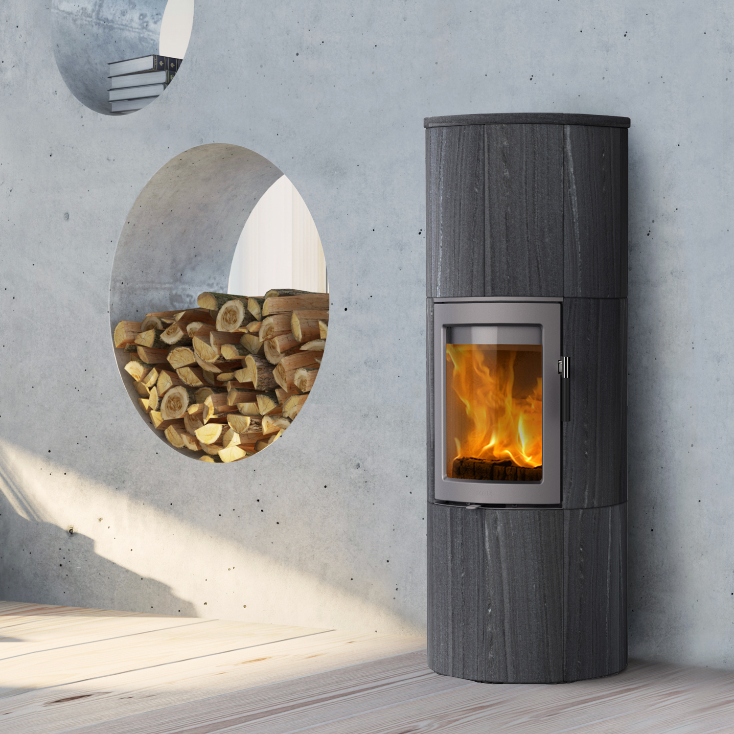 Lotus Maestro 152 poêle à bois gris/ Indian Night, sortie de fumée arrière