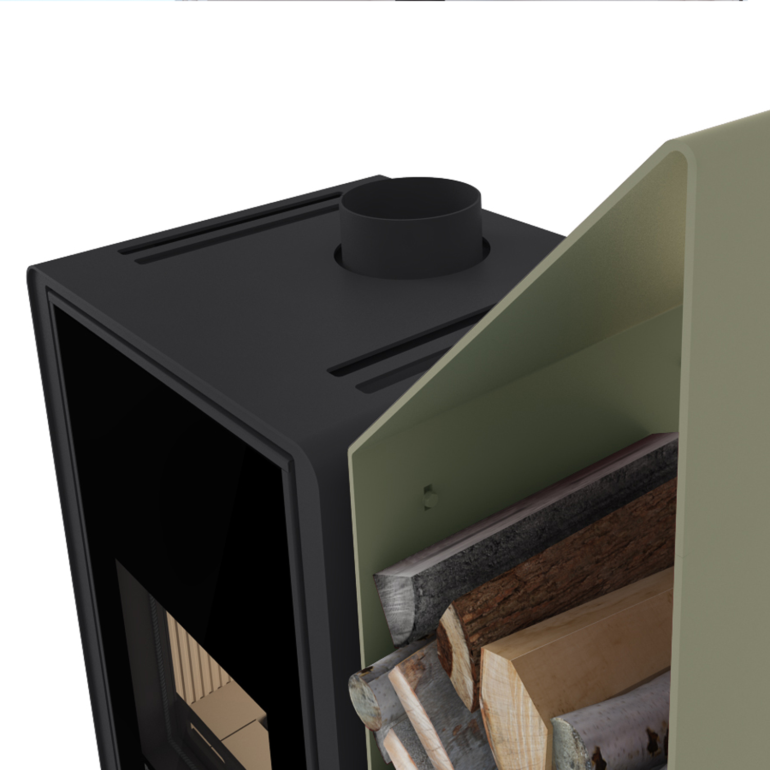 HS Flamingo Deluxe Kampa Poêle à bois Olive Étagère droite