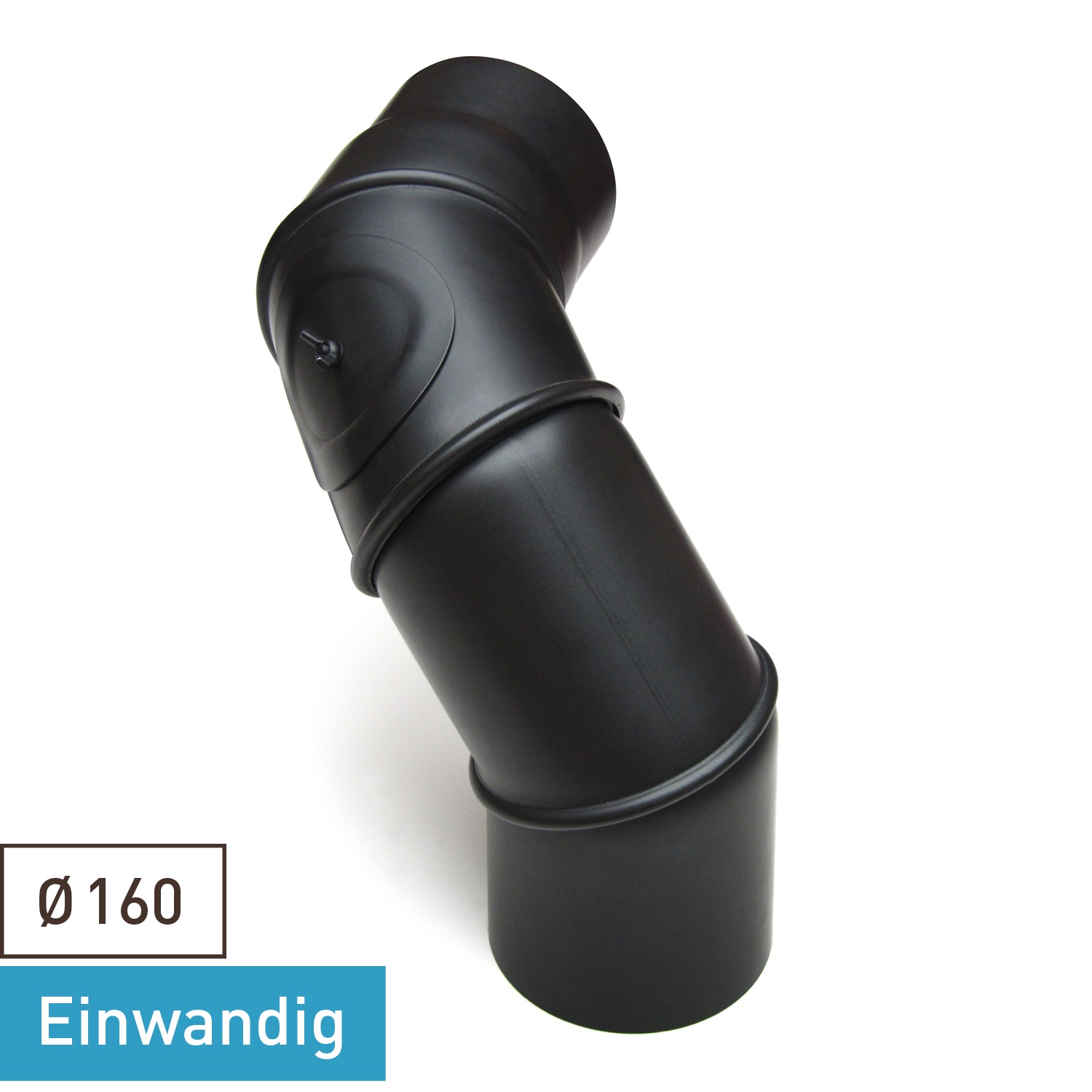 Raik Basic coude multiple 160mm noir avec porte – 4 pièces pour tuyau de fumée / conduit de fumée