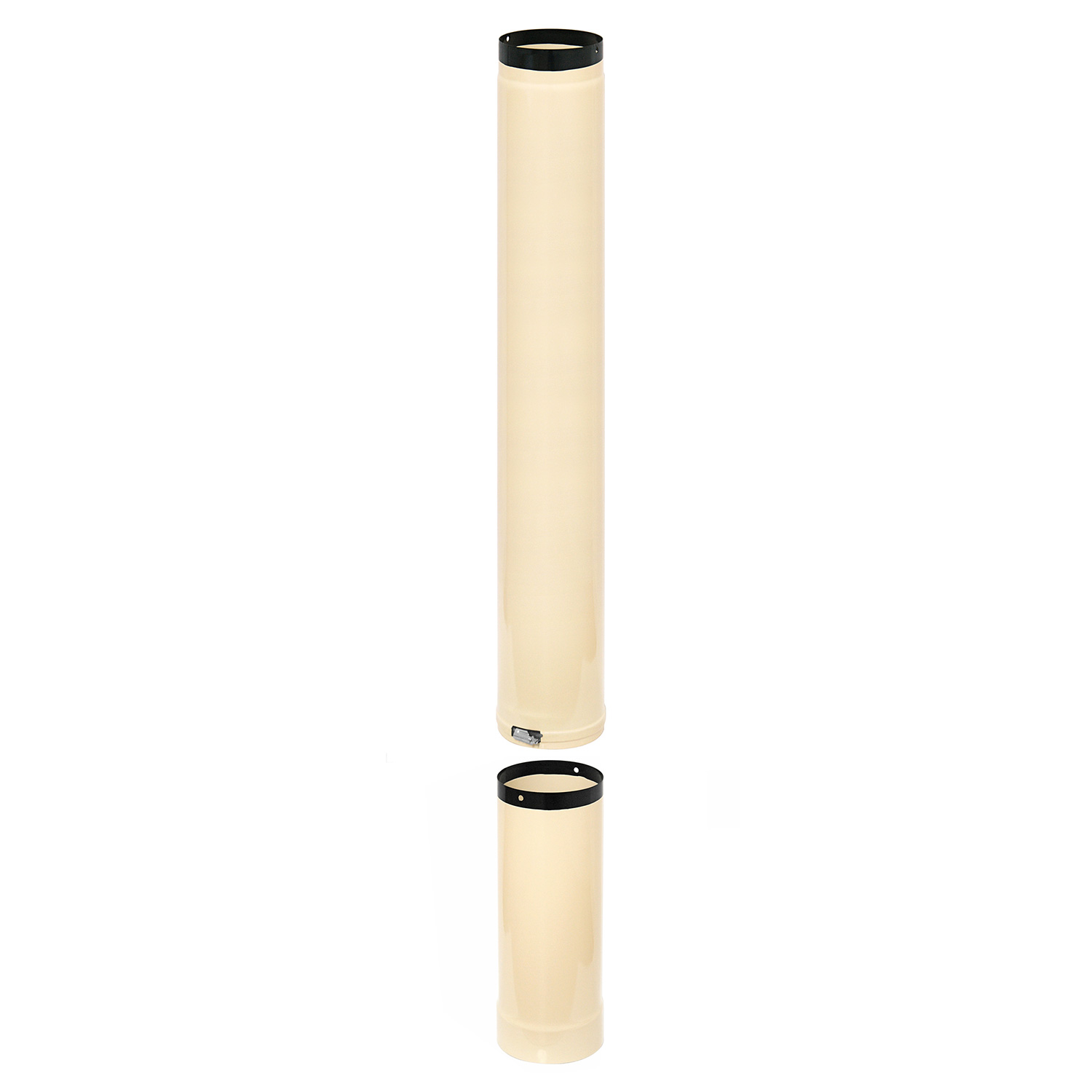 Tube de raccordement / Tuyau de poêle émaillé 150 mm - Longueur 1000 mm Tube télescopique Ivoire