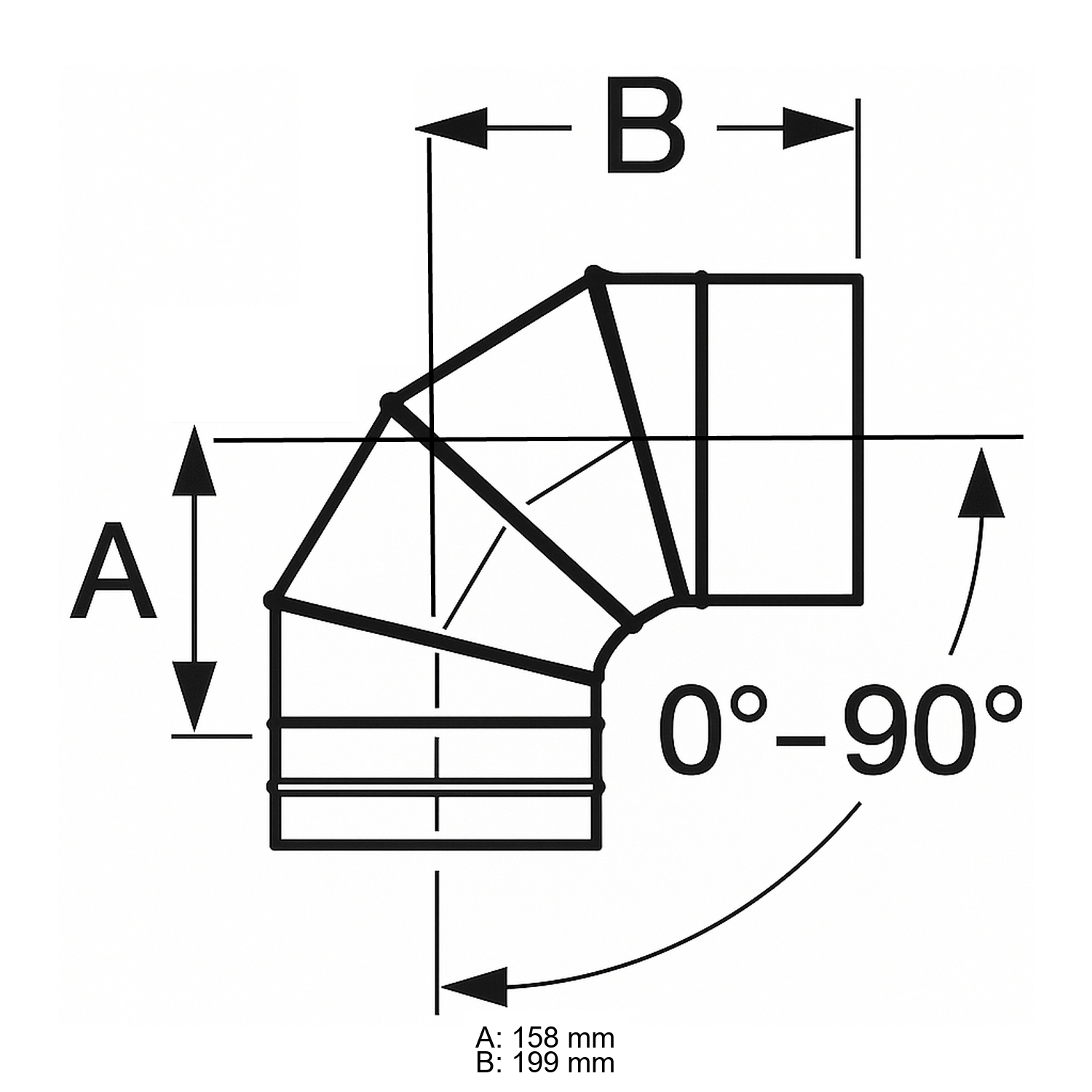 Schiedel PRIMA PLUS coude 0-90° orientable Ø180 mm simple paroi mat