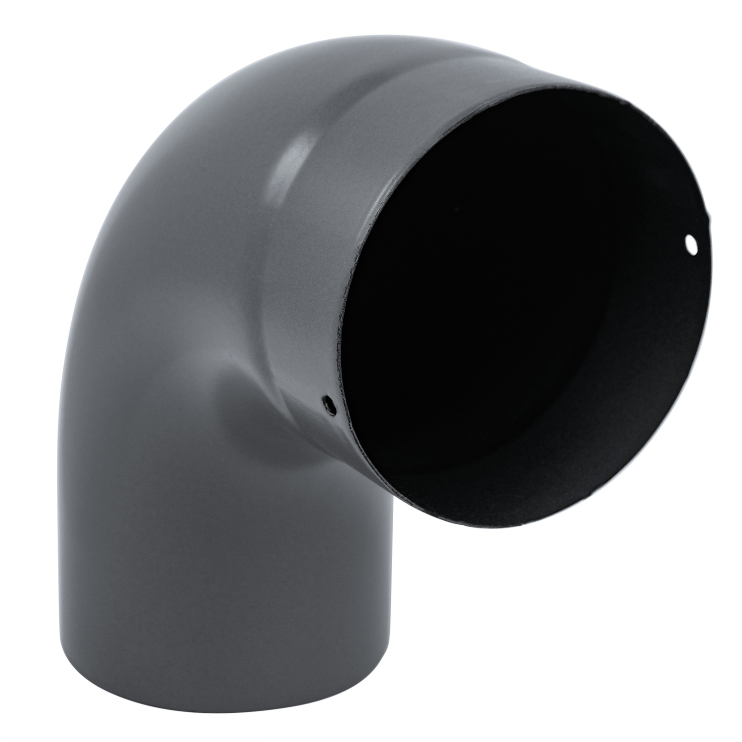 Coude de conduit de fumée / Coude de tuyau de poêle émaillé 150 mm - Coude lisse à 90° gris avec ouverture de nettoyage