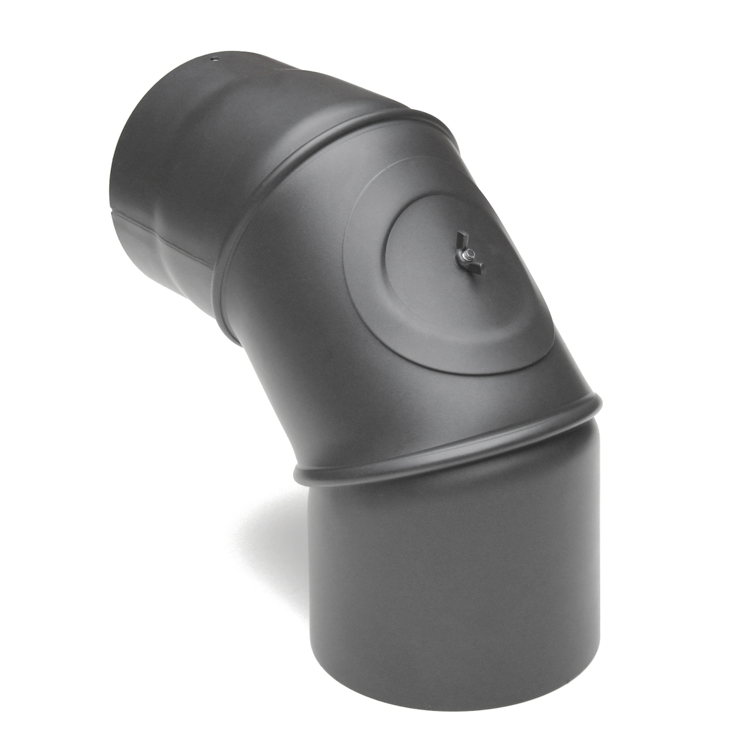 Coude de conduit de fumée Raik / Tuyau de poêle 130 mm - 0° - 90° avec ouverture de nettoyage gris fonte Coude de conduit de fumée Raik / Tuyau de poêle 130 mm - 0° - 90° avec ouverture de nettoyage gris fonte