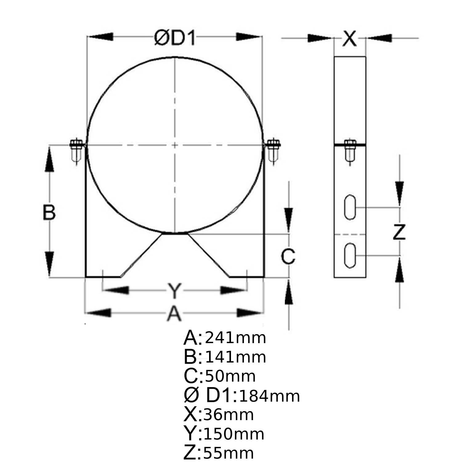 Schiedel support mural 50 mm pour ICS Ø130 mm double paroi brillant