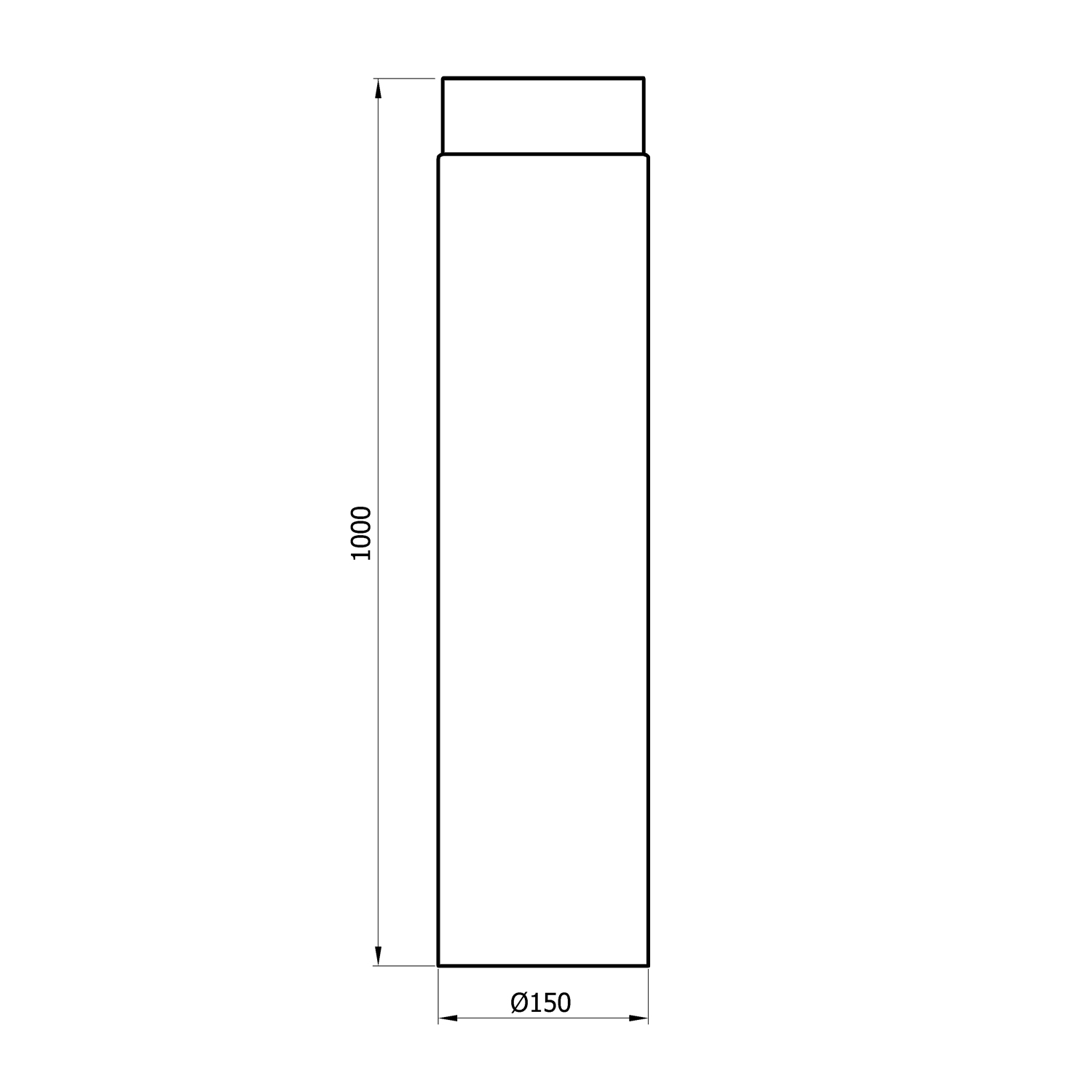 Raik Basic élément de longueur 150mm noir L:1000mm pour tuyau de fumée / conduit de fumée