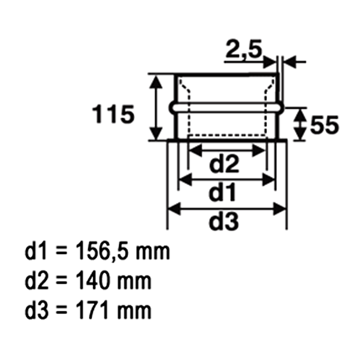 Raik Basic Doublure de paroi double 150mm noir pour tuyau de fumée / conduit de fumée