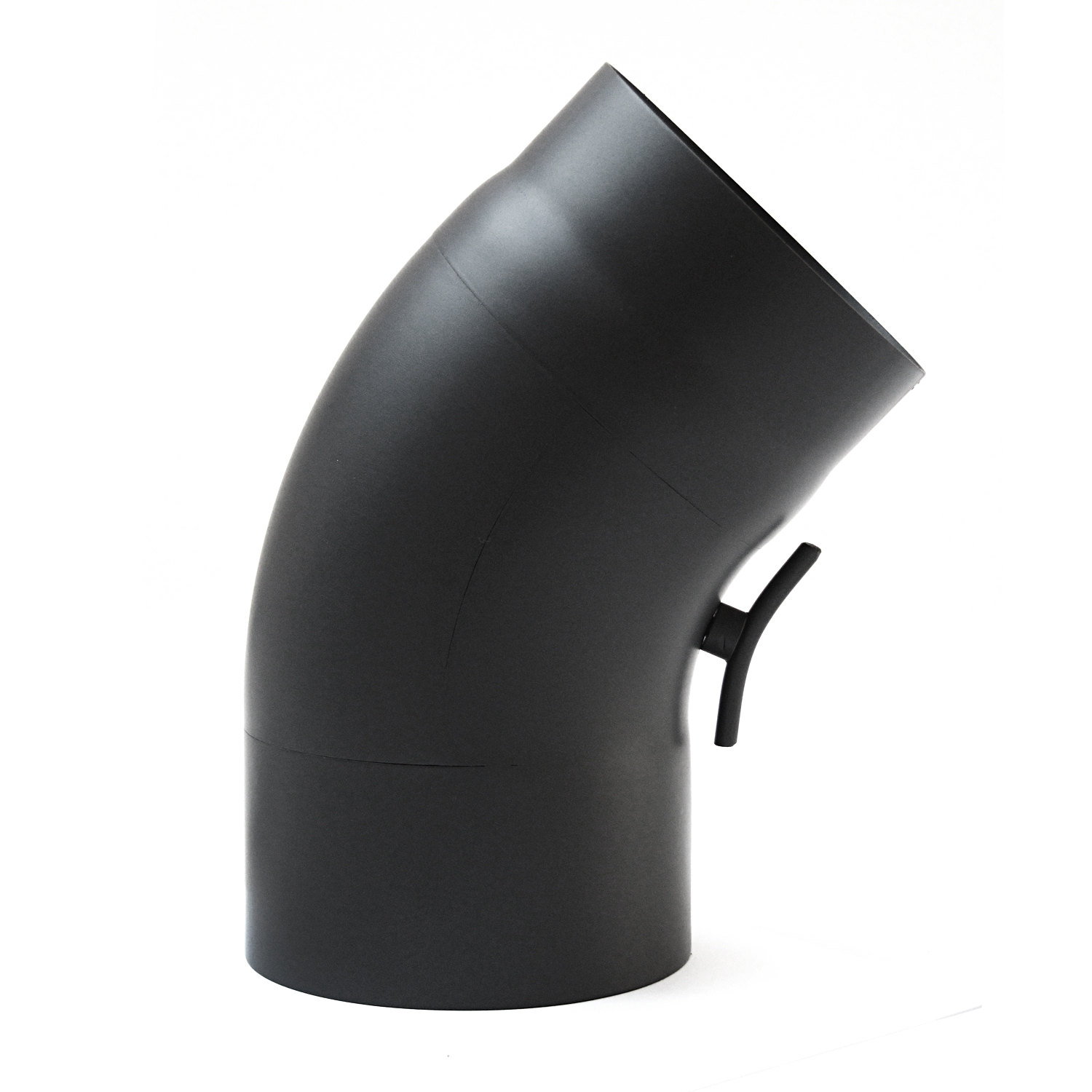 Raik Basic coude de tuyau de fumée 130mm noir 45° tiré avec porte pour tuyau de fumée / conduit de fumée
