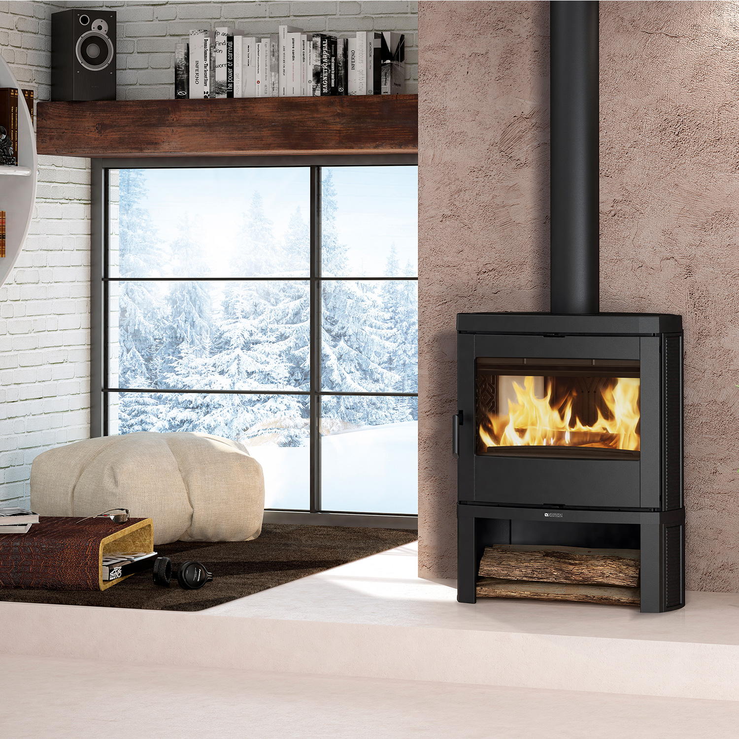La Nordica Jennifer 2.0 Poêle à bois en fonte noire La Nordica Jennifer 2.0 Poêle à bois en fonte noire