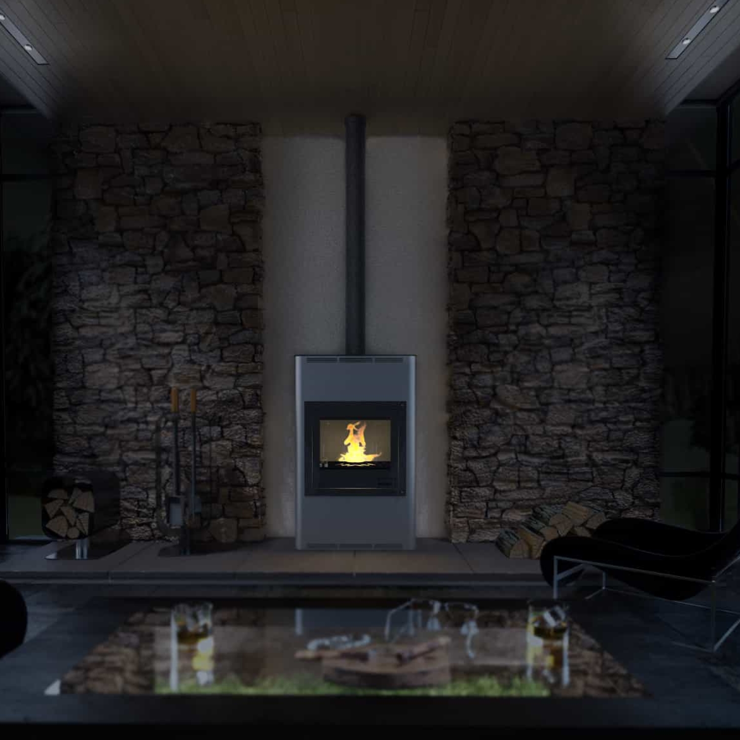 Aquaflam 25 Manuel Poêle à bois hydraulique Gris