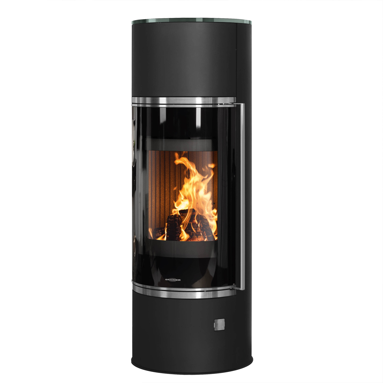 Oranier Arena W+ 2.0 Poêle à bois en acier noir avec plaque de recouvrement en verre Oranier Arena W+ 2.0 Poêle à bois en acier noir avec plaque de recouvrement en verre