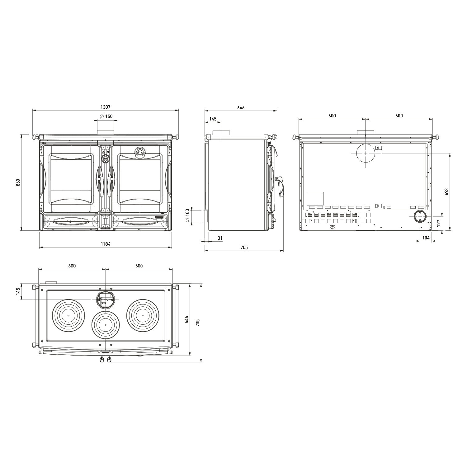 La cuisinière à bois La Nordica Prestige Line Alaska noire vitrée