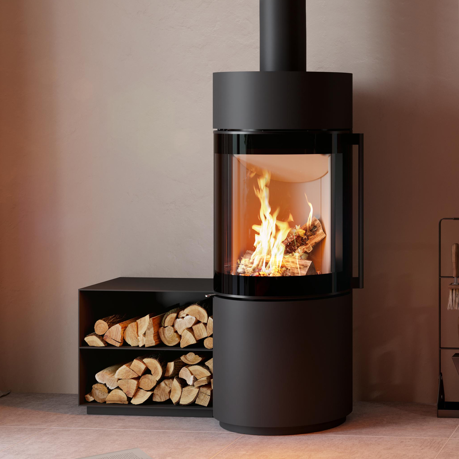 Casier à bois Spartherm pour Passo XS côté gauche Nero