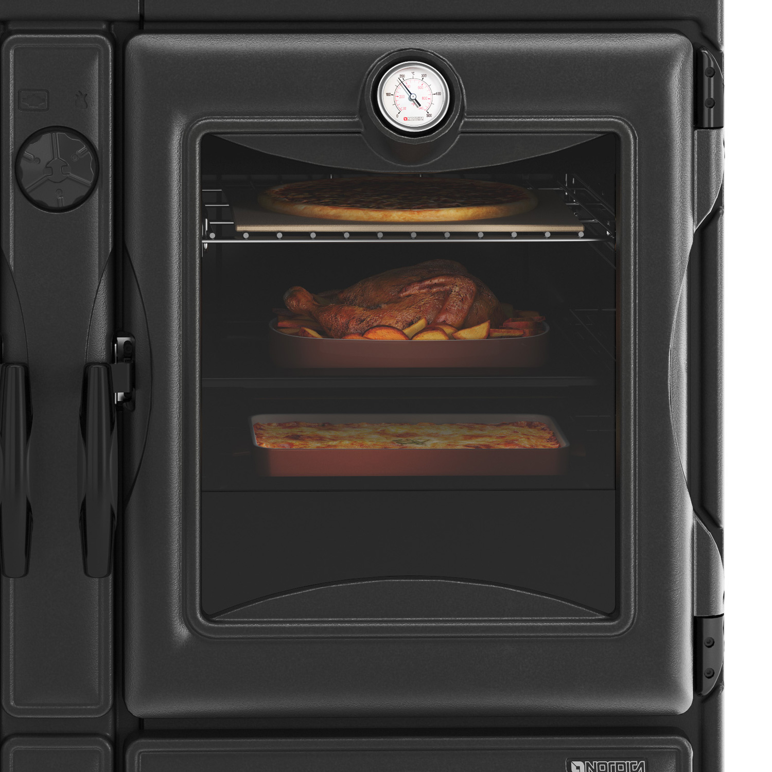 La cuisinière à bois La Nordica Prestige Line Alaska noire vitrée