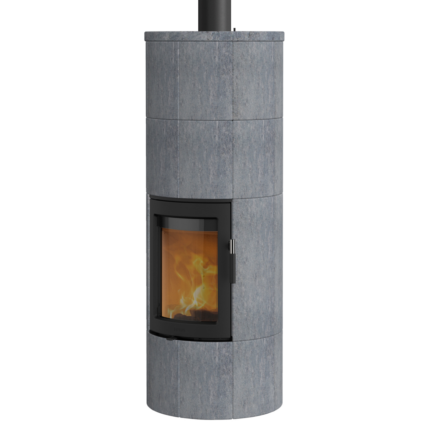 Poêle à bois Lotus Maestro 2 en stéatite, porte noire, évacuation des fumées par le haut