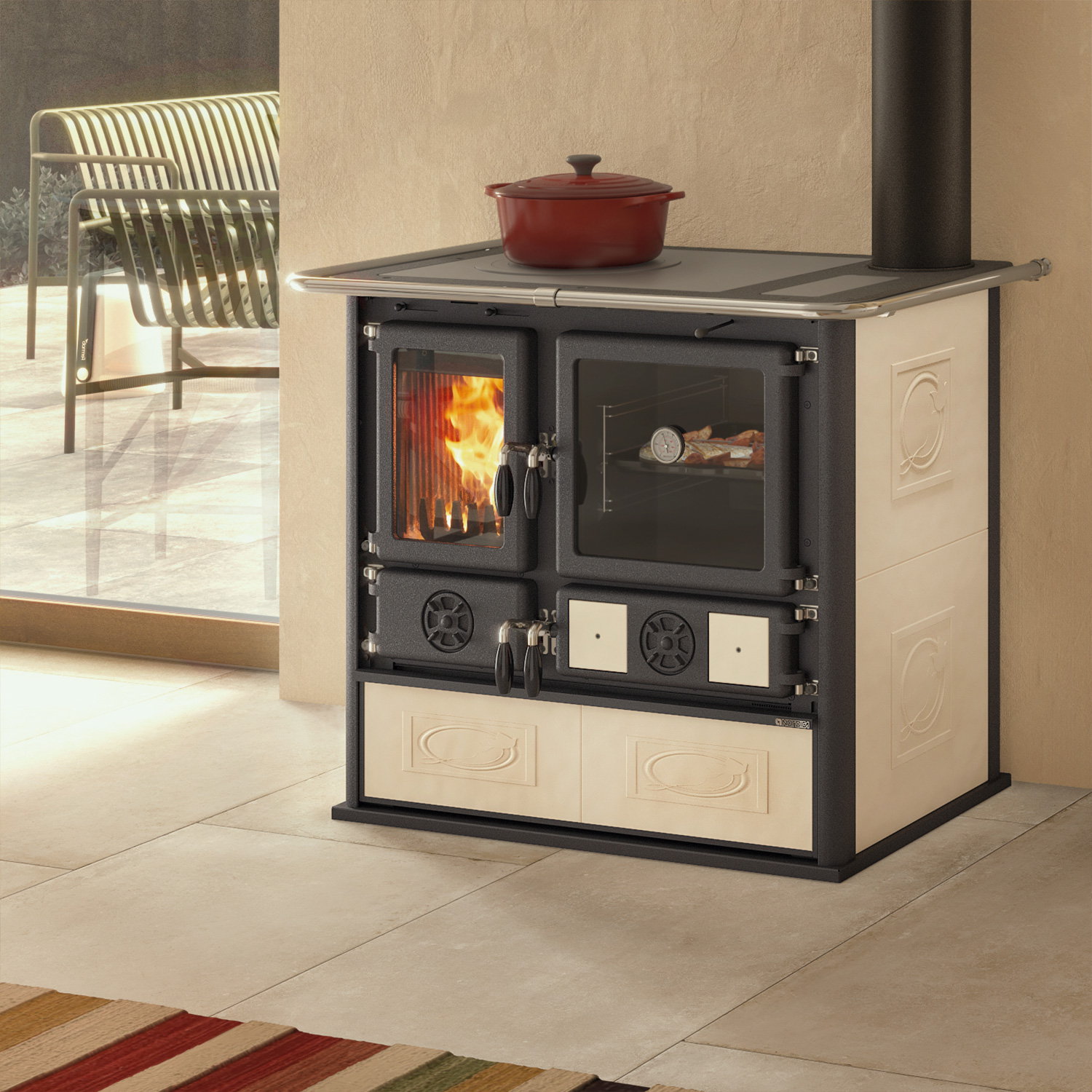 La Nordica Rosa 16 cuisinière à bois céramique Liberty Panna