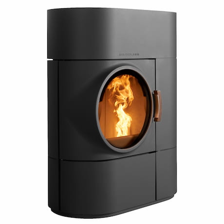 Austroflamm Clou Duo Kombi-Kaminofen Stahl Gussgrau Robuster Kombiofen für Holz und Pellets mit einem runden Sichtfenster in Gussgrau