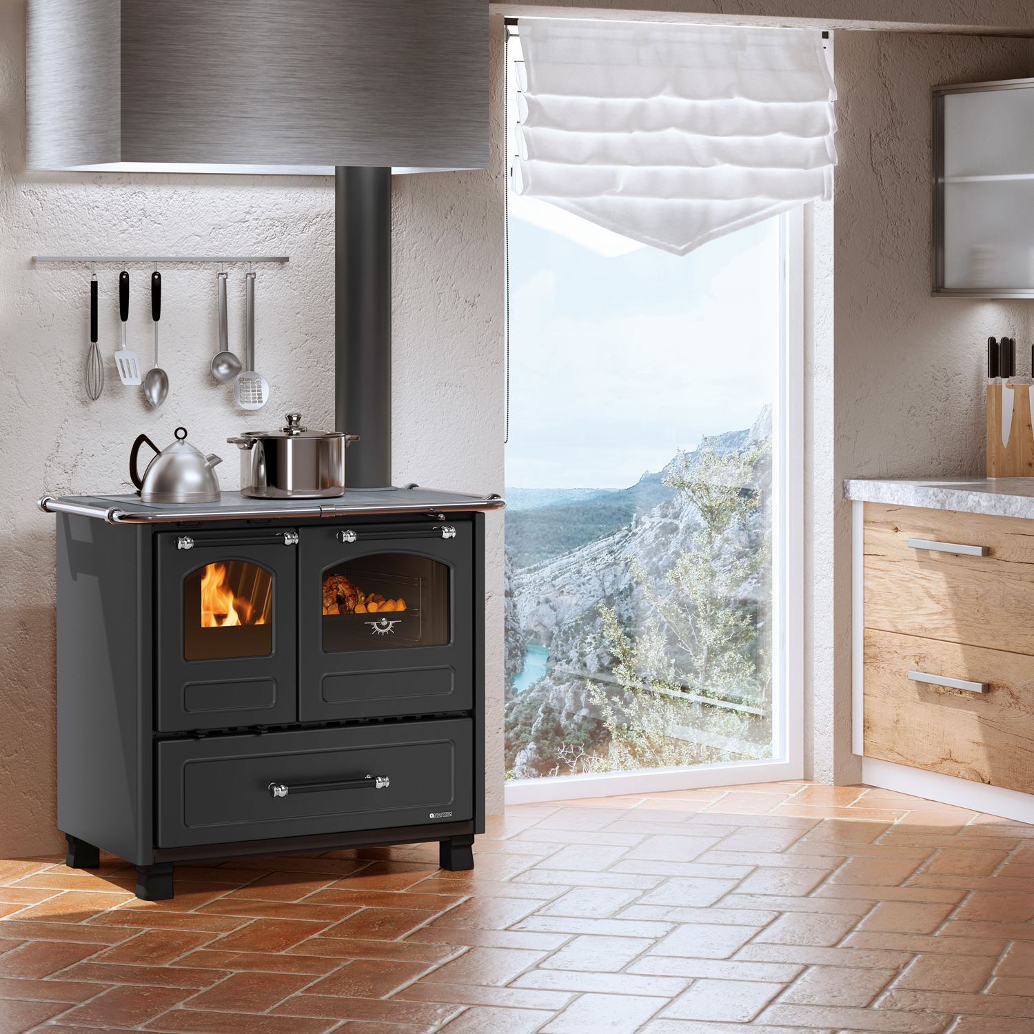 La Nordica Family 4,5 poêle à bois en acier noir