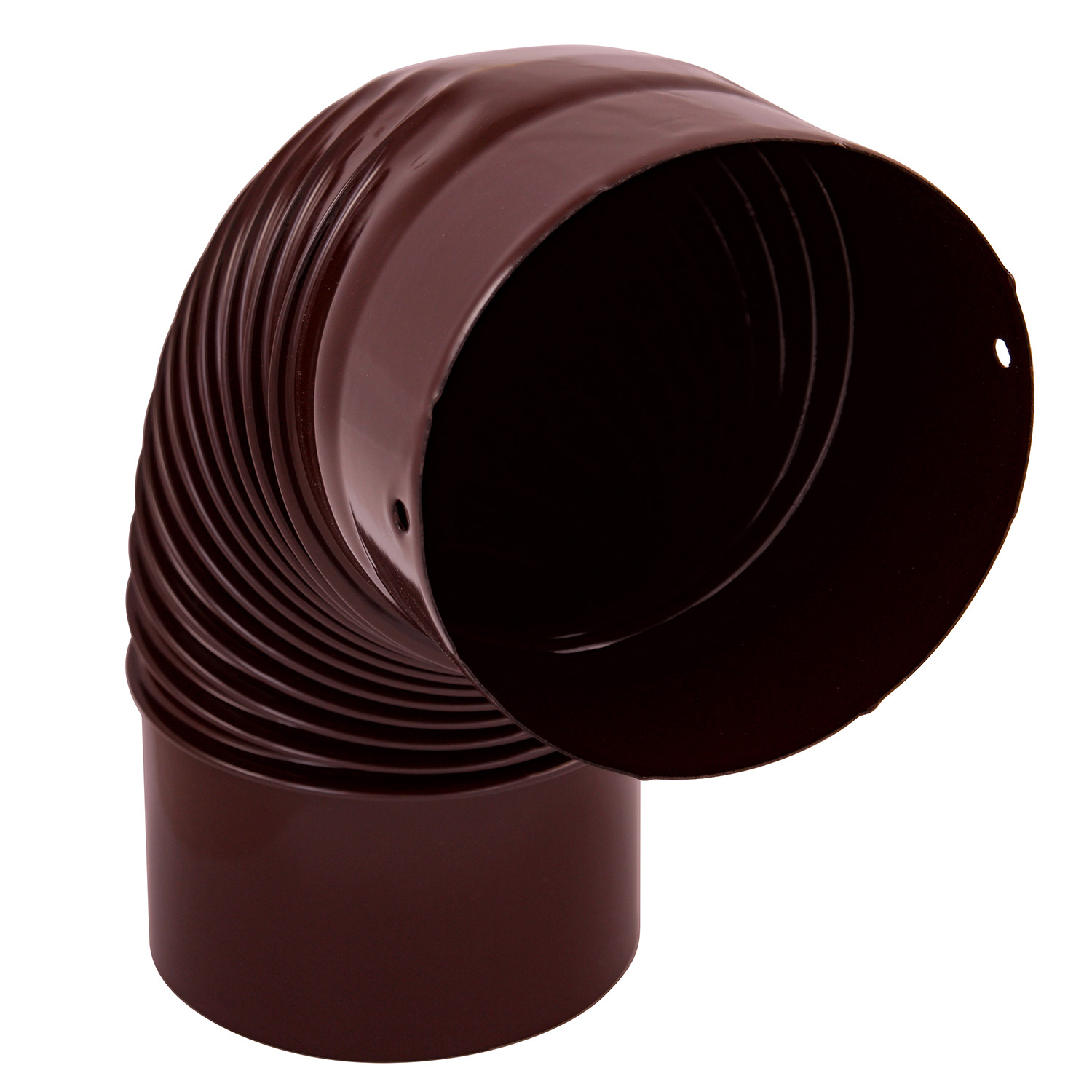 Coude de tuyau de poêle émaillé 150 mm - Coude à 90° nervuré marron