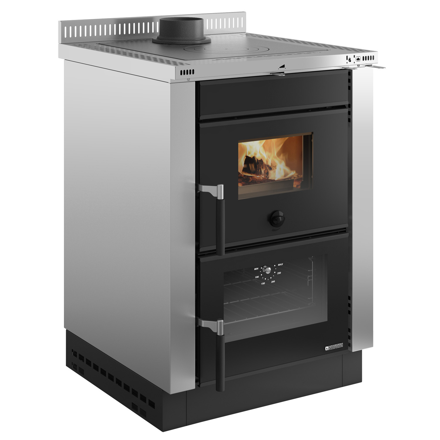 La cuisinière à bois La Nordica Vicenza Evo en acier inoxydable