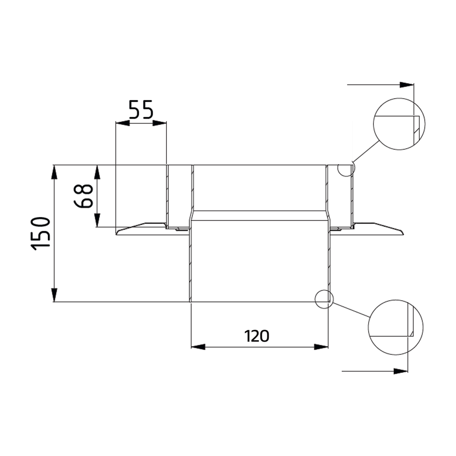 Raik Lifestyle DUO pièce de raccordement de conduit de cheminée 120mm noir avec rosette pour tuyau de fumée / conduit de fumée