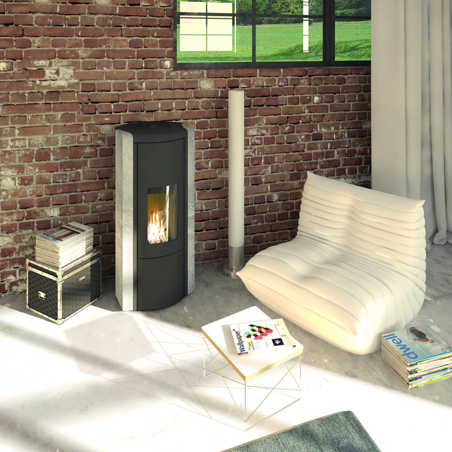 Olsberg Arina 3.0 poêle à granulés acier noir/pierre naturelle serpentine