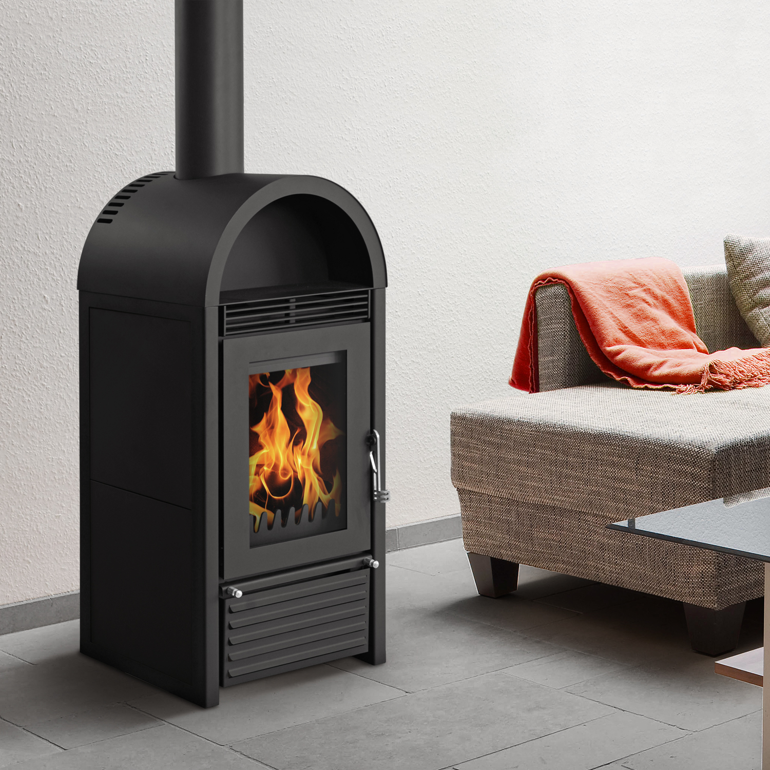 Poêle à bois avec échangeur thermique Schmitzker Marbella noir Poêle à bois avec échangeur thermique Schmitzker Marbella noir