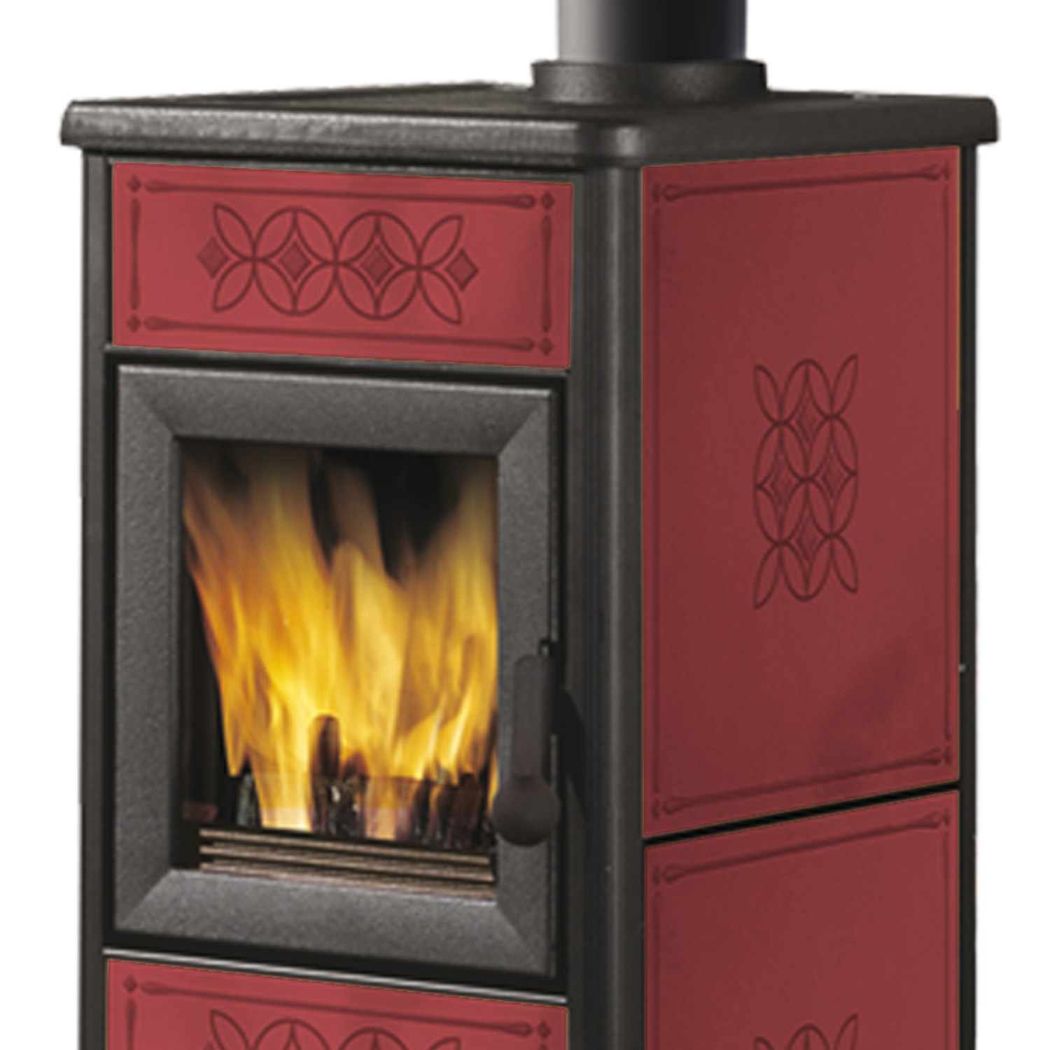 EK63 Decor Evo Poêle à bois céramique bordeaux