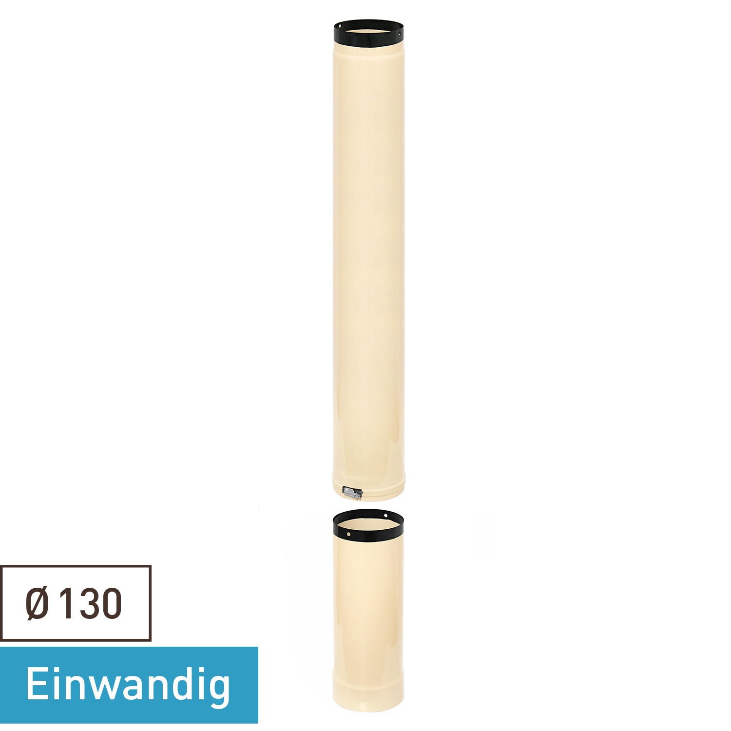 Tube de raccordement / Tuyau de poêle émaillé 130 mm - Longueur 1000 mm Tube télescopique Ivoire