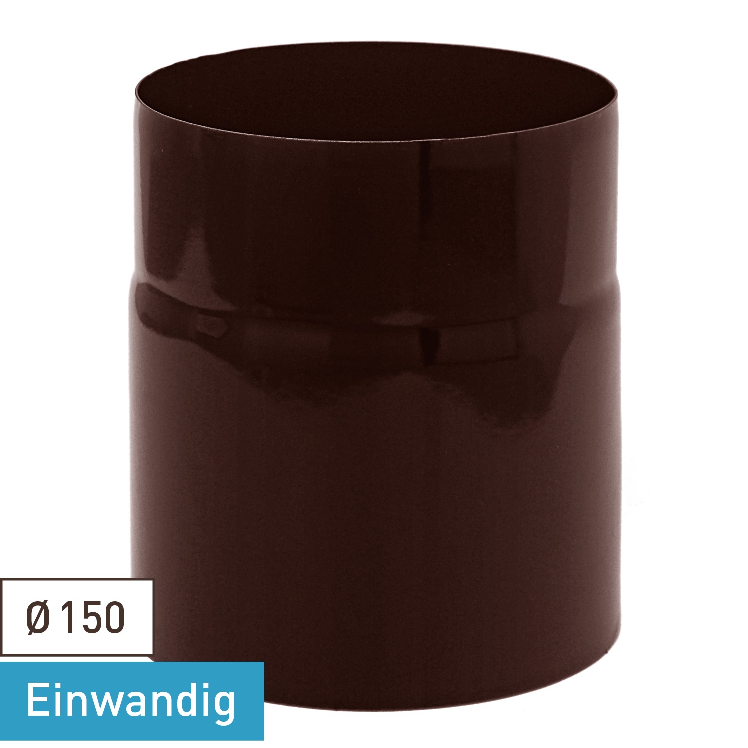 Tube de raccordement / Tuyau de poêle émaillé 150mm - 150mm Marron
