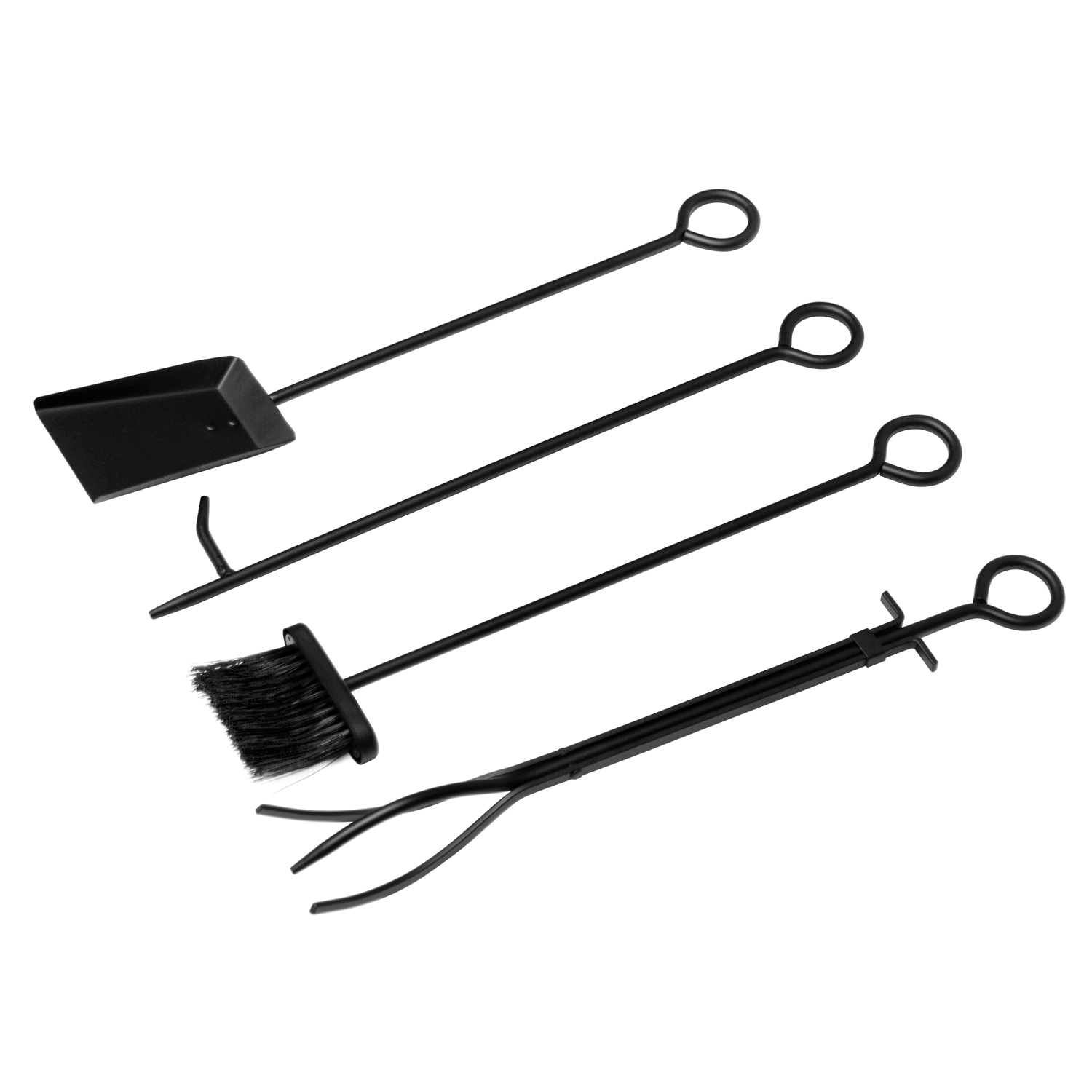 Raik Étagère à bois & Ensemble d'accessoires de cheminée Wilhelm, 4 pièces, noir, 74 cm