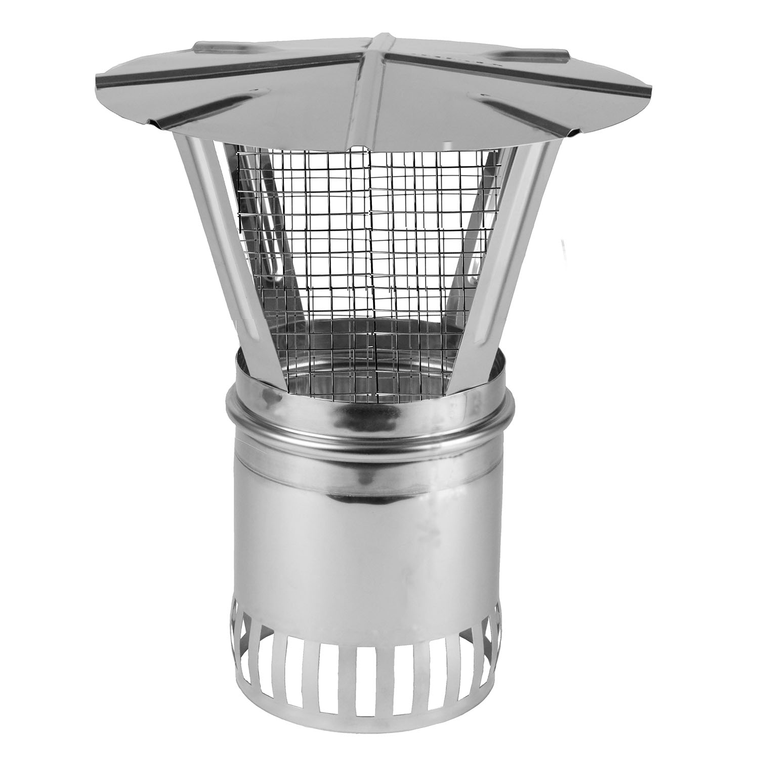 Chapeau pare-pluie Schiedel Ø113 mm avec grille pare-étincelles brillant