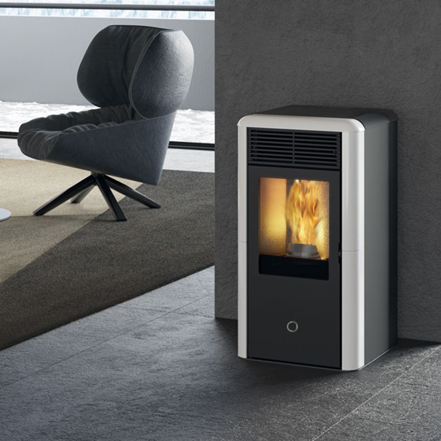 EK63 Spot 100 H Evo Poêle à granulés hydro céramique blanc