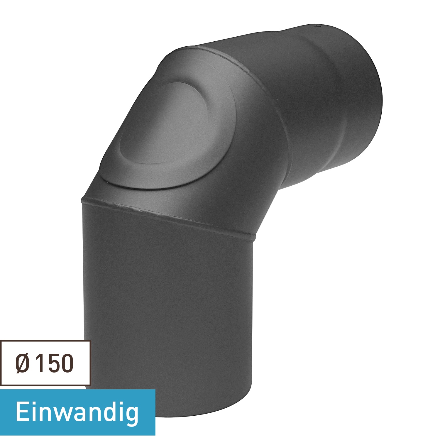 Raik Basic coude de tuyau de fumée 150mm gris fonte 90° avec porte pour tuyau de fumée / conduit de fumée