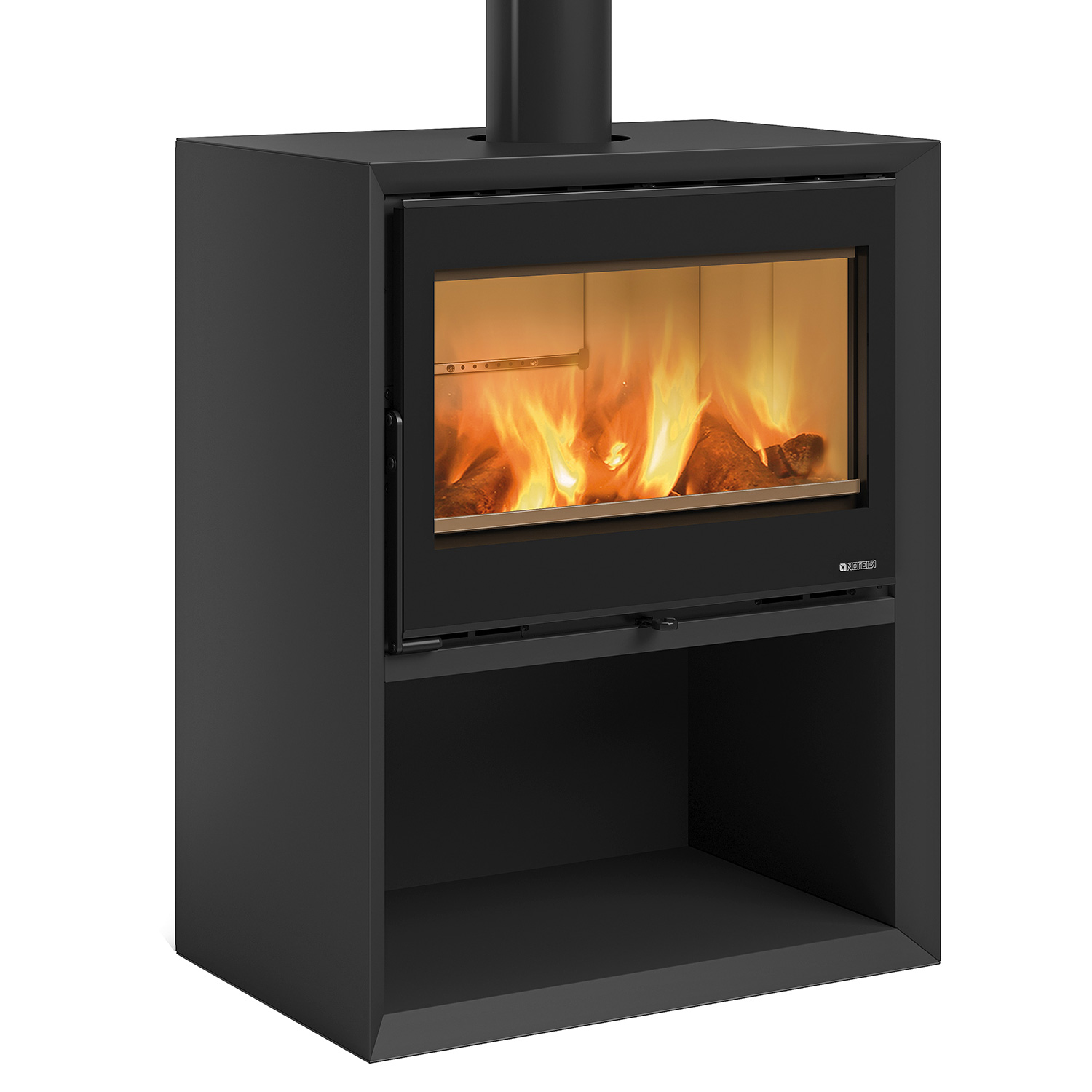 La Nordica Prestige Line Dante poêle à bois en acier noir mat avec compartiment à bois